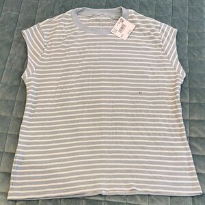 American Eagle Outfitters Light Blue and White Striped Tee
